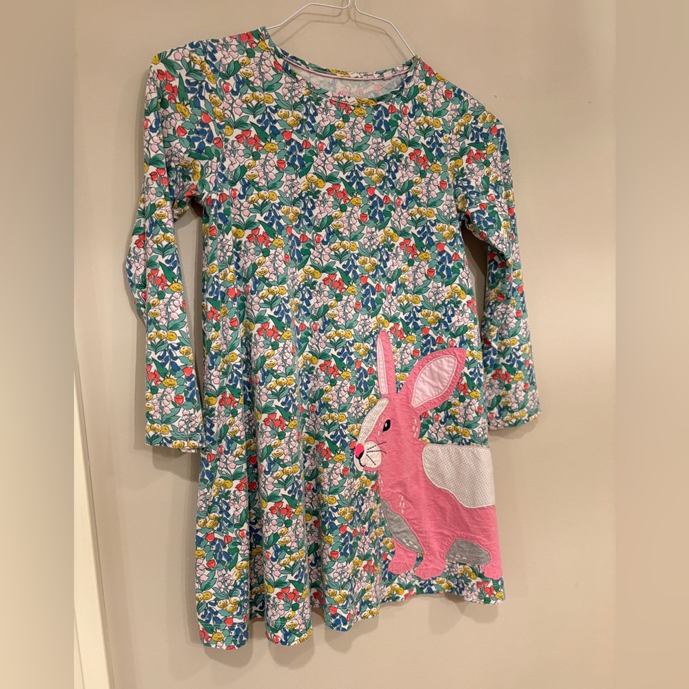 Mini Boden Floral Rabbit spring Easter Dress size 9-10